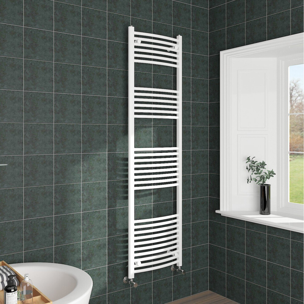 (1800x500mm, White) NRG Curved Central Heating Towel Rail Bathroom Heated Rad Radiators Ladder Warmer