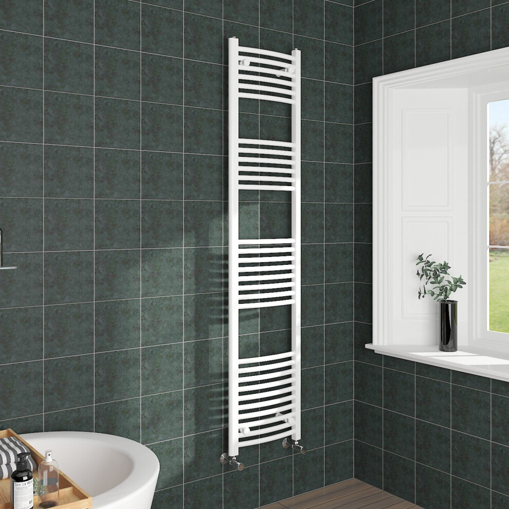 (1800x400mm, White) NRG Curved Central Heating Towel Rail Bathroom Heated Rad Radiators Ladder Warmer