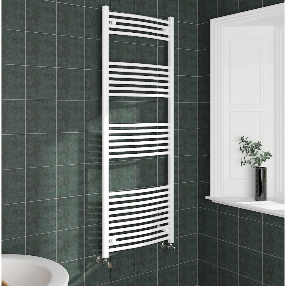 (1600x600mm, White) NRG Curved Central Heating Towel Rail Bathroom Heated Rad Radiators Ladder Warmer