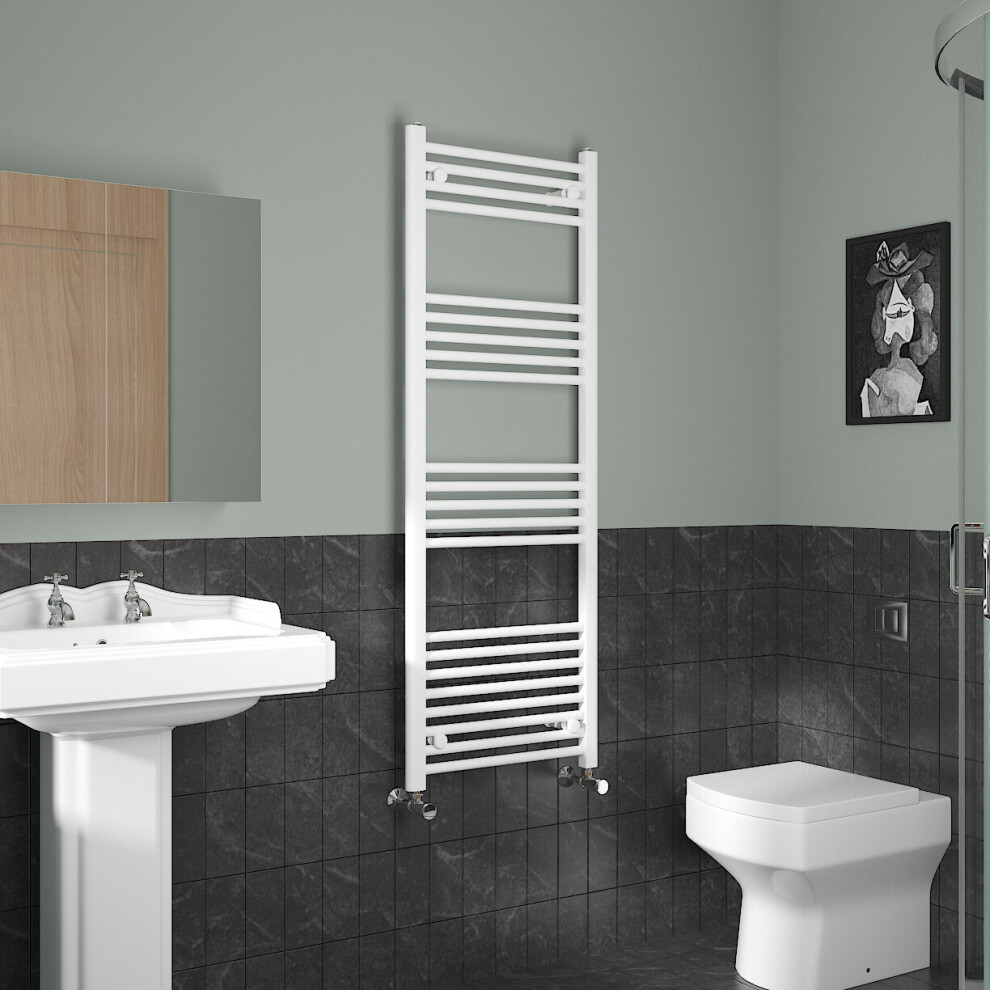 (1400x500mm, White) NRG Straight Central Heating Towel Rail Bathroom Heated Rad Radiators Ladder Warmer