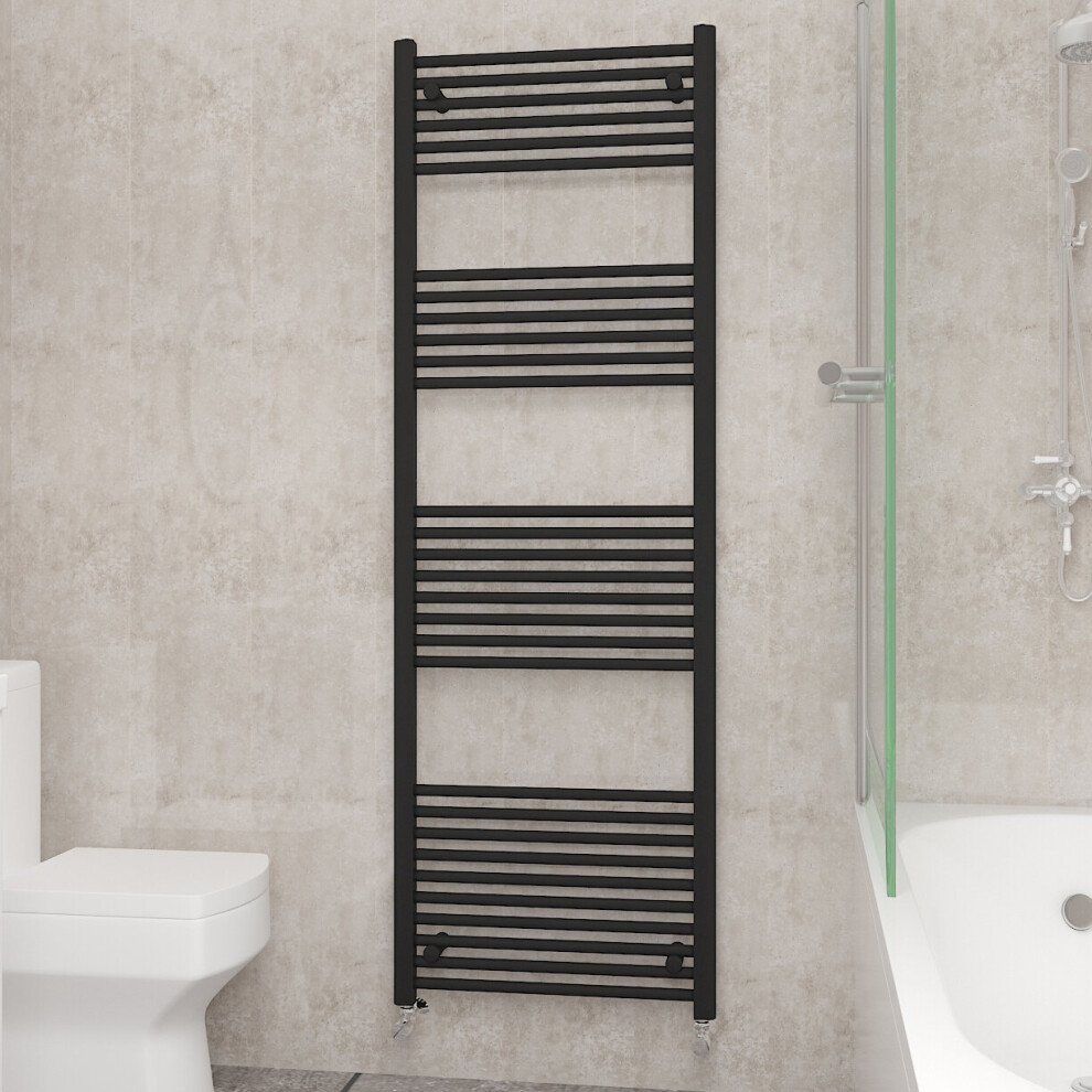 Nrg (1800X600mm, ) Straight Central Heating Towel Rail Bathroom Heated Rad Radiators Ladder Warmer Black