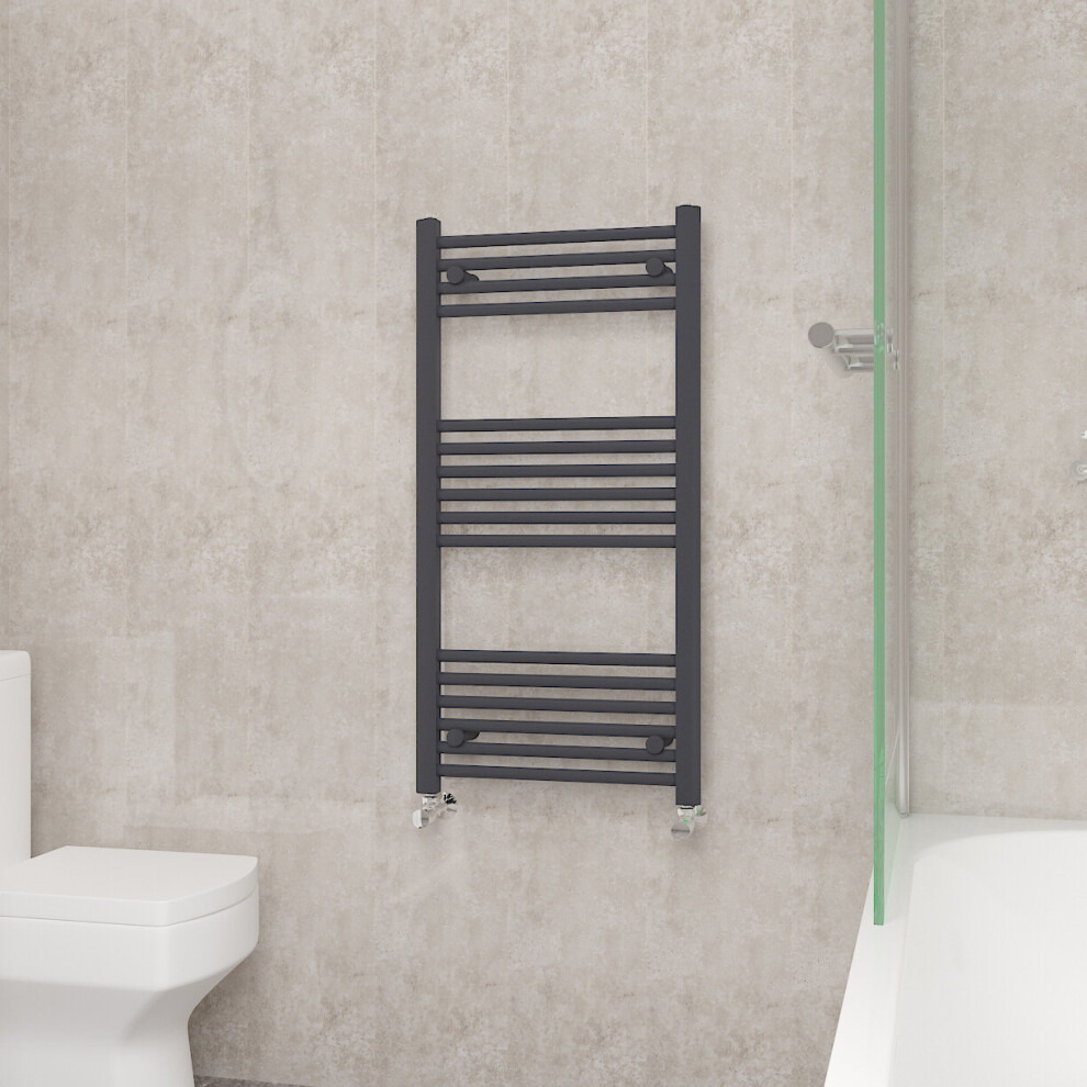 (1000x500mm, Anthracite) NRG Straight Central Heating Towel Rail Bathroom Heated Rad Radiators Ladder Warmer