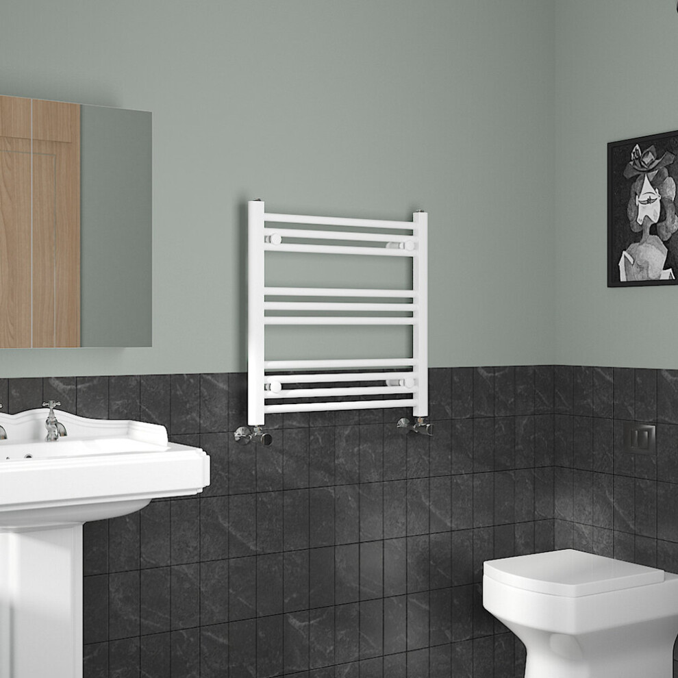 Nrg (600X600mm, ) Straight Central Heating Towel Rail Bathroom Heated Rad Radiators Ladder Warmer White