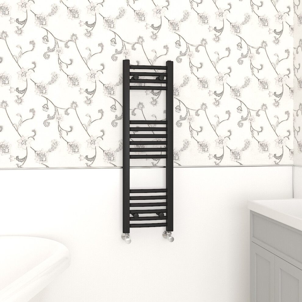 Nrg (1000X300mm, ) Curved Central Heating Towel Rail Bathroom Heated Rad Radiators Ladder Warmer Black