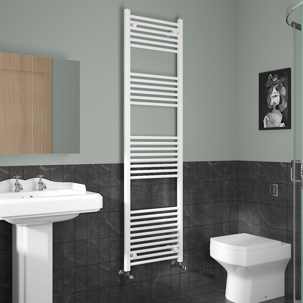 (1800x500mm, White) NRG Straight Central Heating Towel Rail Bathroom Heated Rad Radiators Ladder Warmer