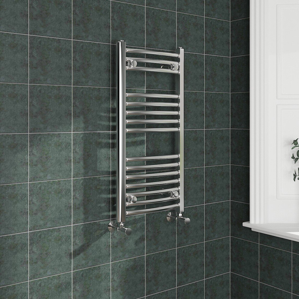 Nrg (800X400mm, Chrome) Curved Central Heating Towel Rail Bathroom Heated Rad Radiators Ladder Warmer