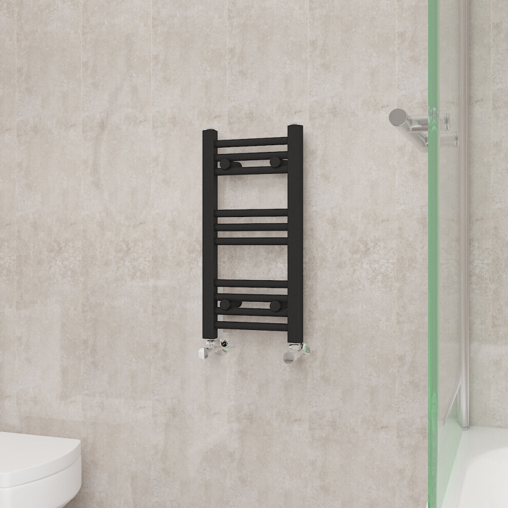 Nrg (600X300mm, ) Straight Central Heating Towel Rail Bathroom Heated Rad Radiators Ladder Warmer Black