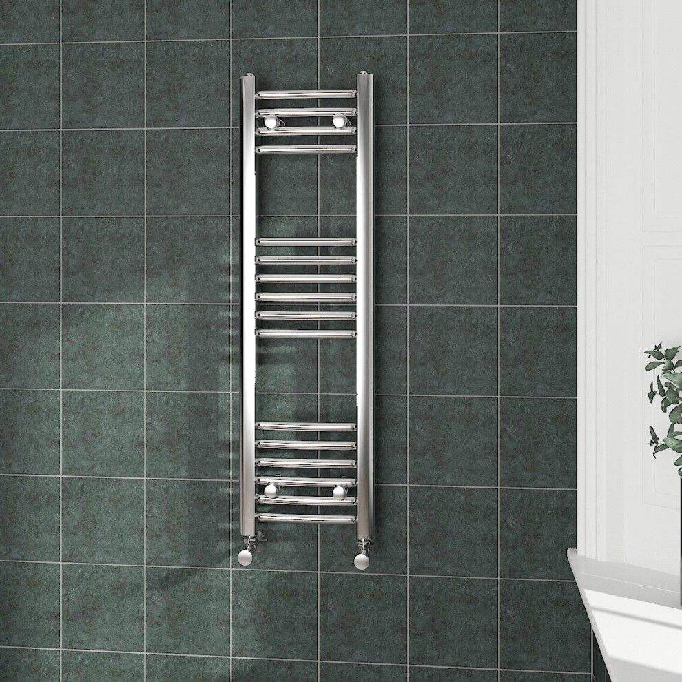 Nrg (1000X300mm, Chrome) Curved Central Heating Towel Rail Bathroom Heated Rad Radiators Ladder Warmer