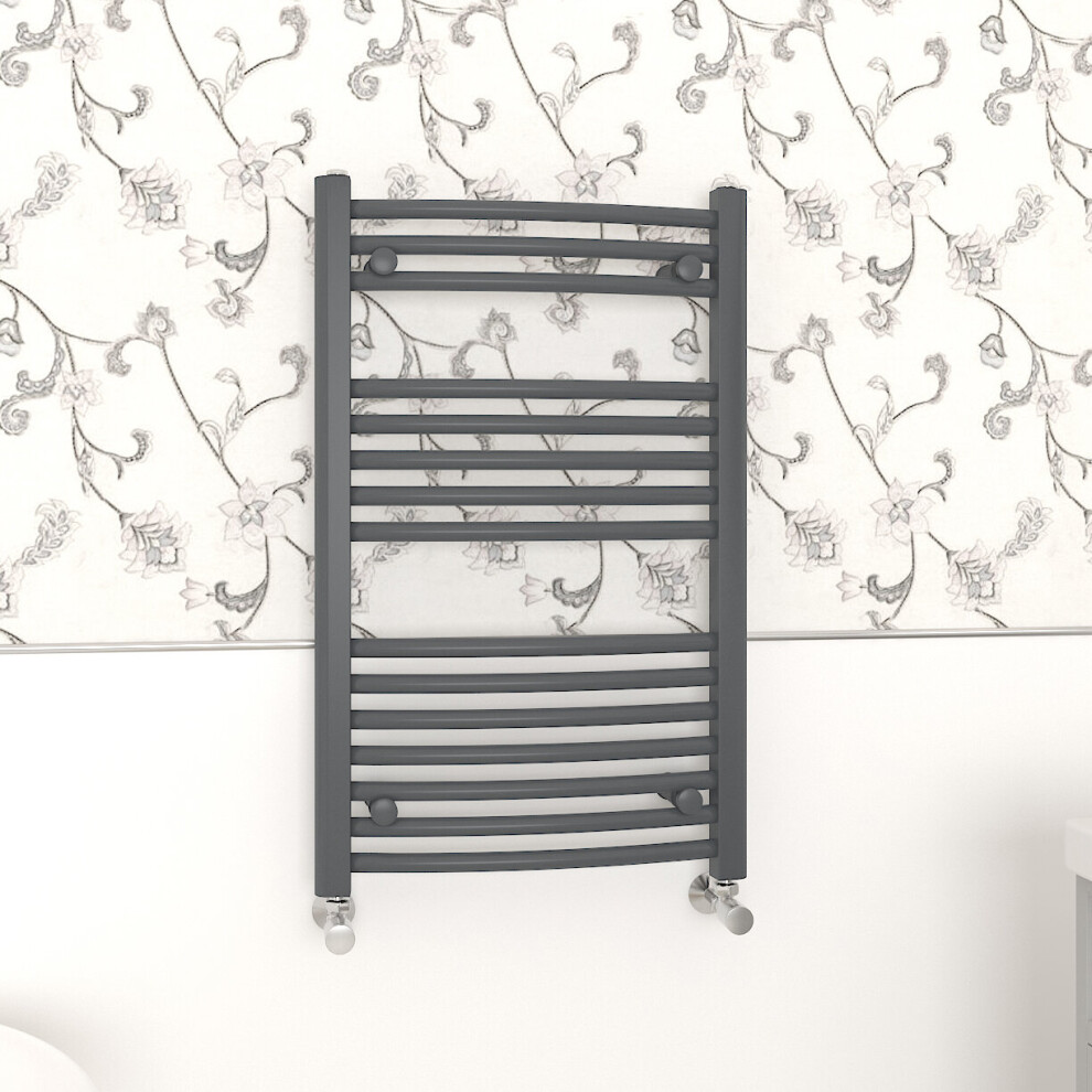 (800x500mm, Anthracite) NRG Curved Central Heating Towel Rail Bathroom Heated Rad Radiators Ladder Warmer