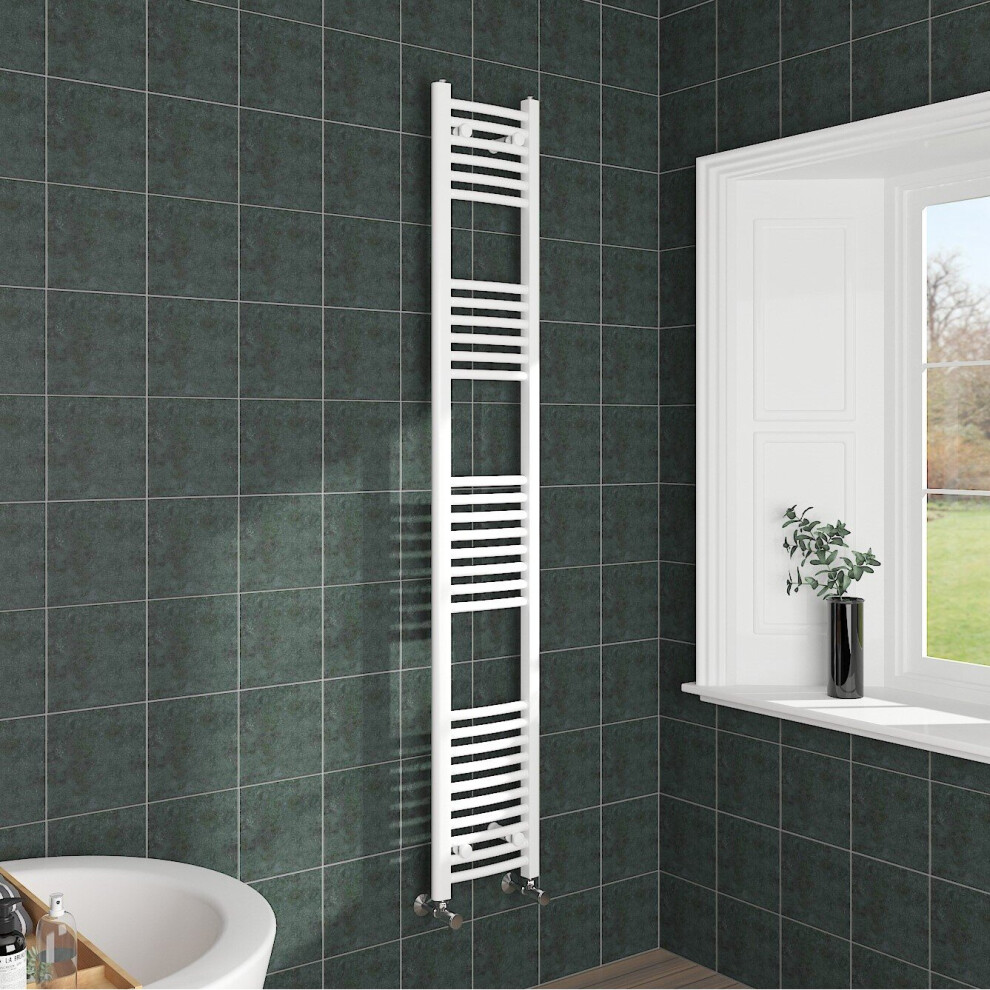 Nrg (1800X300mm, ) Curved Central Heating Towel Rail Bathroom Heated Rad Radiators Ladder Warmer White