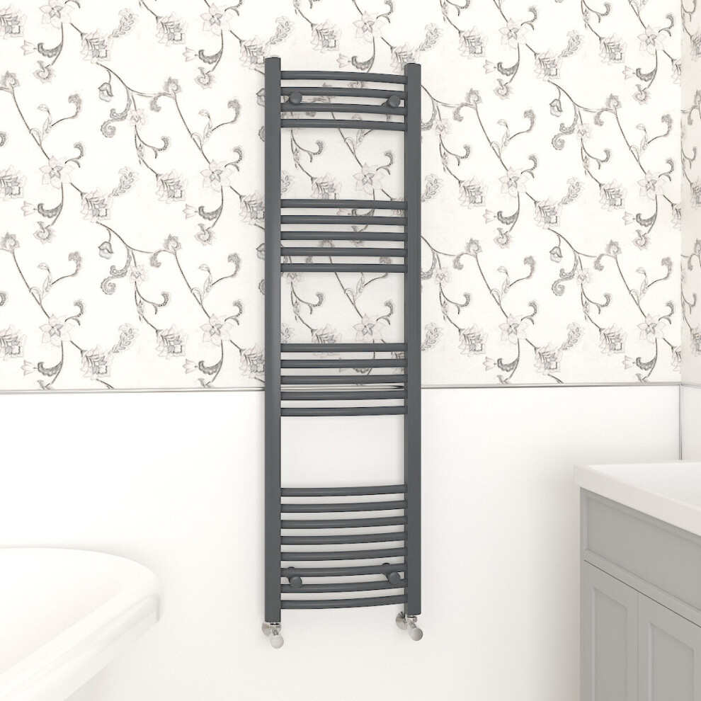 Nrg (1400X400mm, ) Curved Central Heating Towel Rail Bathroom Heated Rad Radiators Ladder Warmer Anthracite