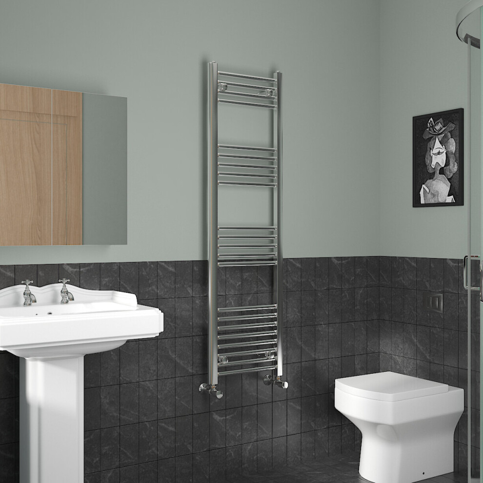 (1400x400mm, Chrome) NRG Straight Central Heating Towel Rail Bathroom Heated Rad Radiators Ladder Warmer