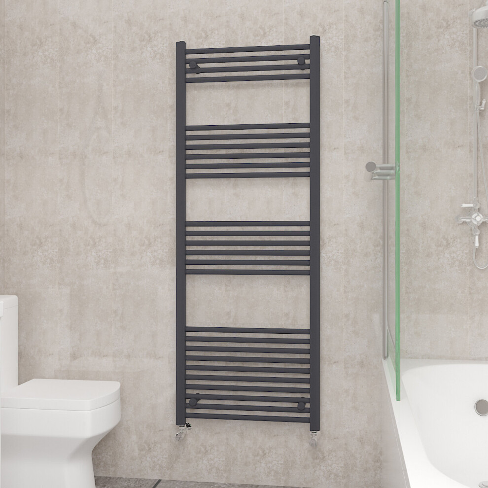 (1600x600mm, Anthracite) NRG Straight Central Heating Towel Rail Bathroom Heated Rad Radiators Ladder Warmer