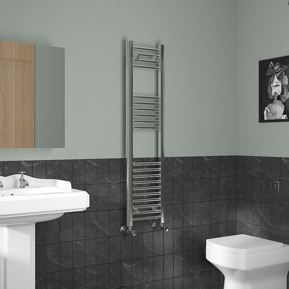 Nrg (1200X300mm, Chrome) Straight Central Heating Towel Rail Bathroom Heated Rad Radiators Ladder Warmer