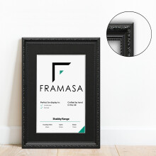 (Black Frame Black Mount, 22x16 Pic (26x20 Frame)) New Shabby Chic Picture Photo Frames ,Black Antique Style Photo Frames,  With Multicolored Mounts White Ivory or Black