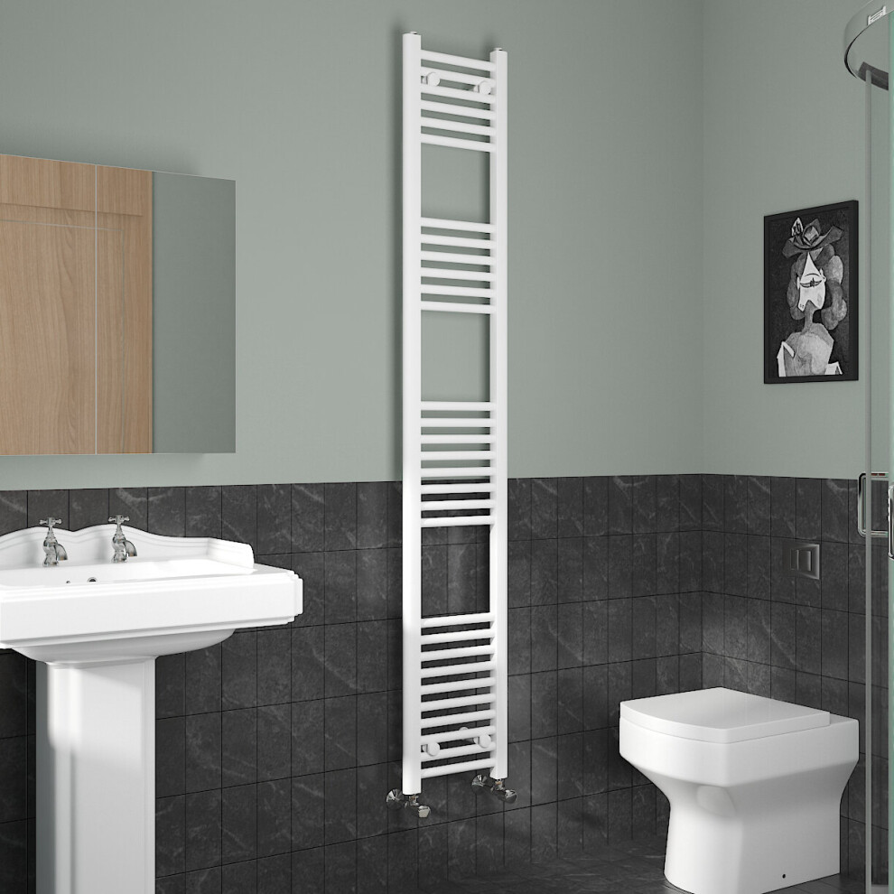 (1800x300mm, White) NRG Straight Central Heating Towel Rail Bathroom Heated Rad Radiators Ladder Warmer