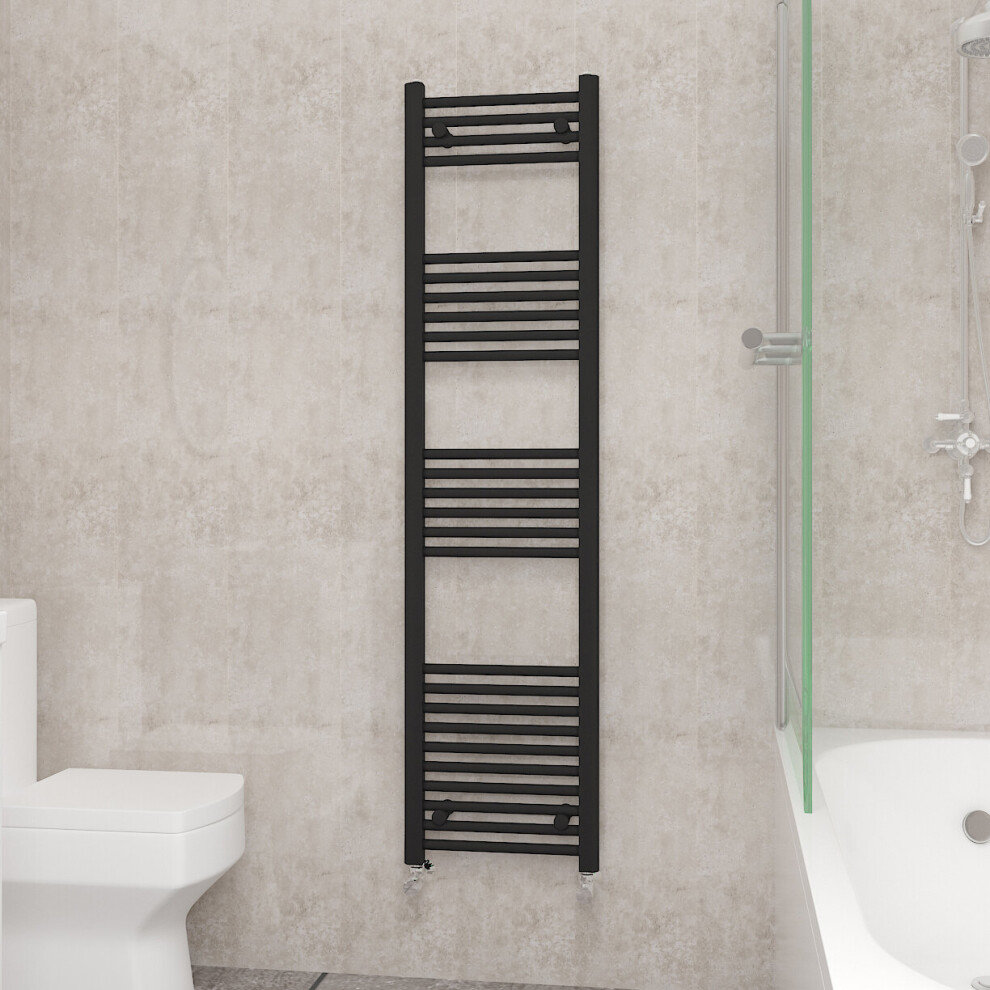 Nrg (1600X400mm, ) Straight Central Heating Towel Rail Bathroom Heated Rad Radiators Ladder Warmer Black