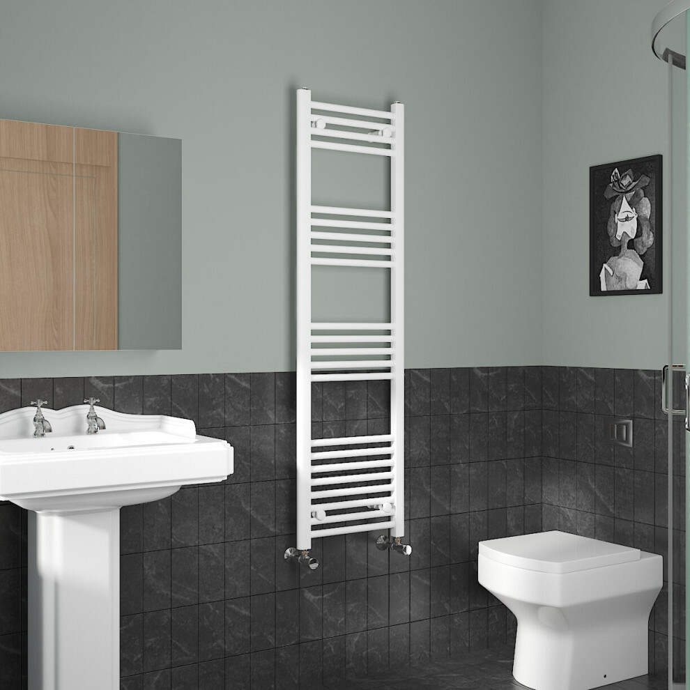 (1400x400mm, White) NRG Straight Central Heating Towel Rail Bathroom Heated Rad Radiators Ladder Warmer