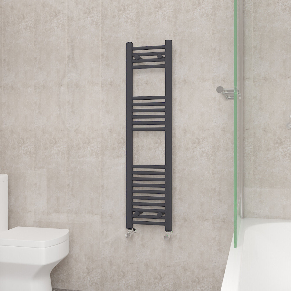 (1200x300mm, Anthracite) NRG Straight Central Heating Towel Rail Bathroom Heated Rad Radiators Ladder Warmer