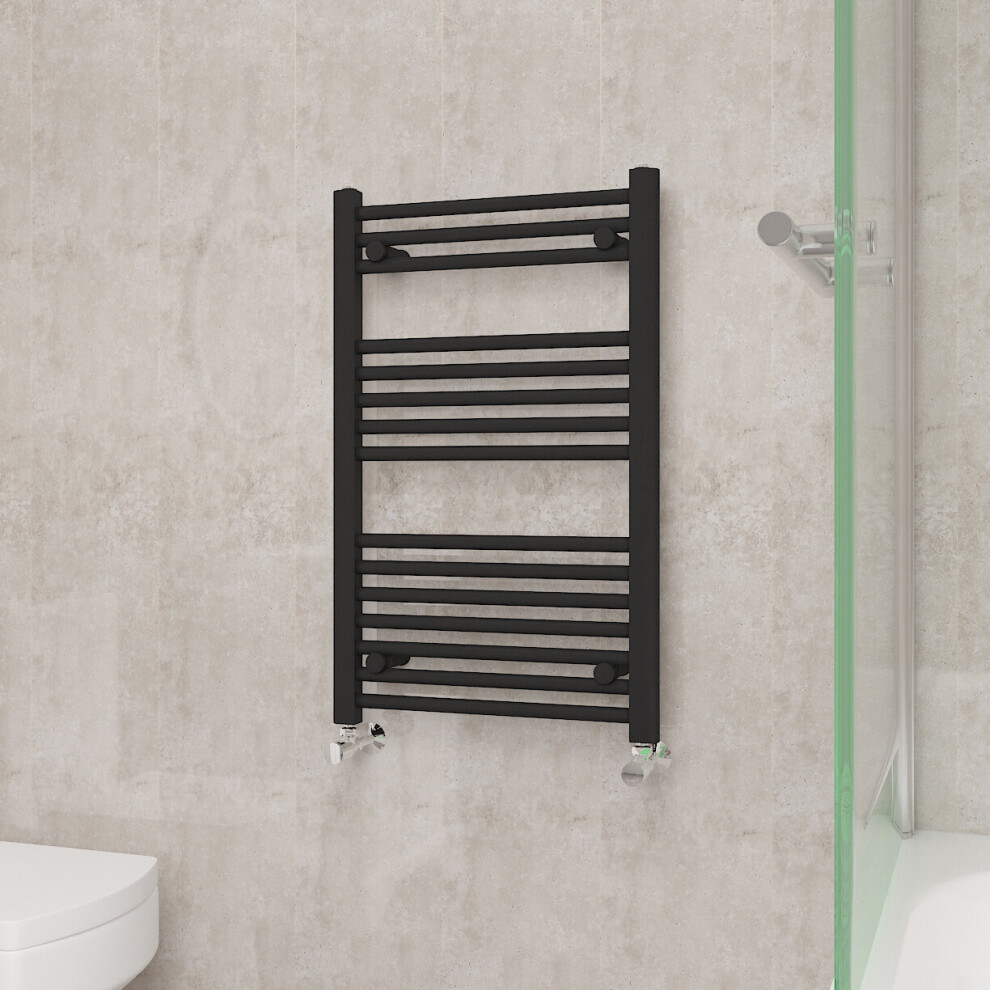 (800x500mm, Black) NRG Straight Central Heating Towel Rail Bathroom Heated Rad Radiators Ladder Warmer