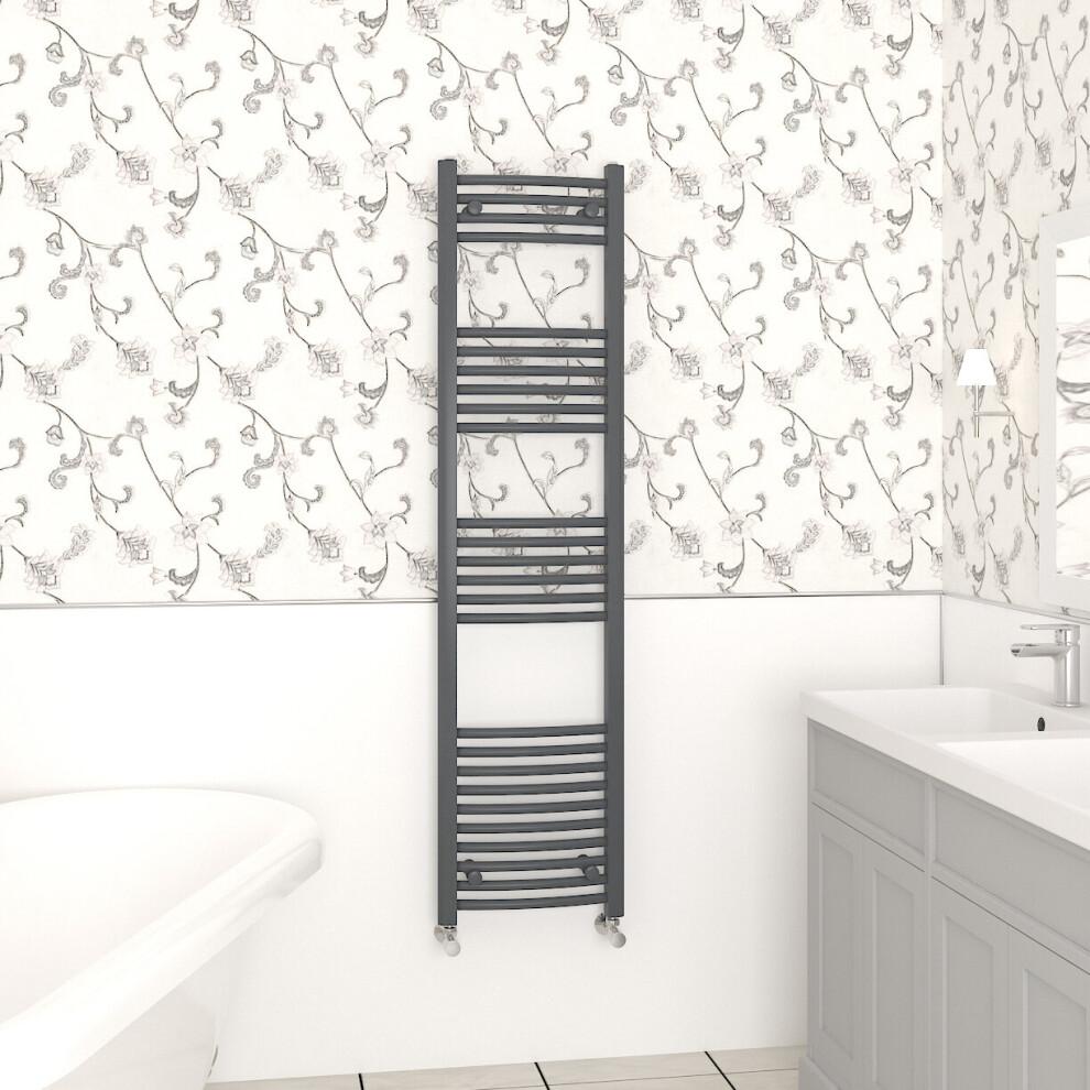 Nrg (1600X400mm, ) Curved Central Heating Towel Rail Bathroom Heated Rad Radiators Ladder Warmer Anthracite