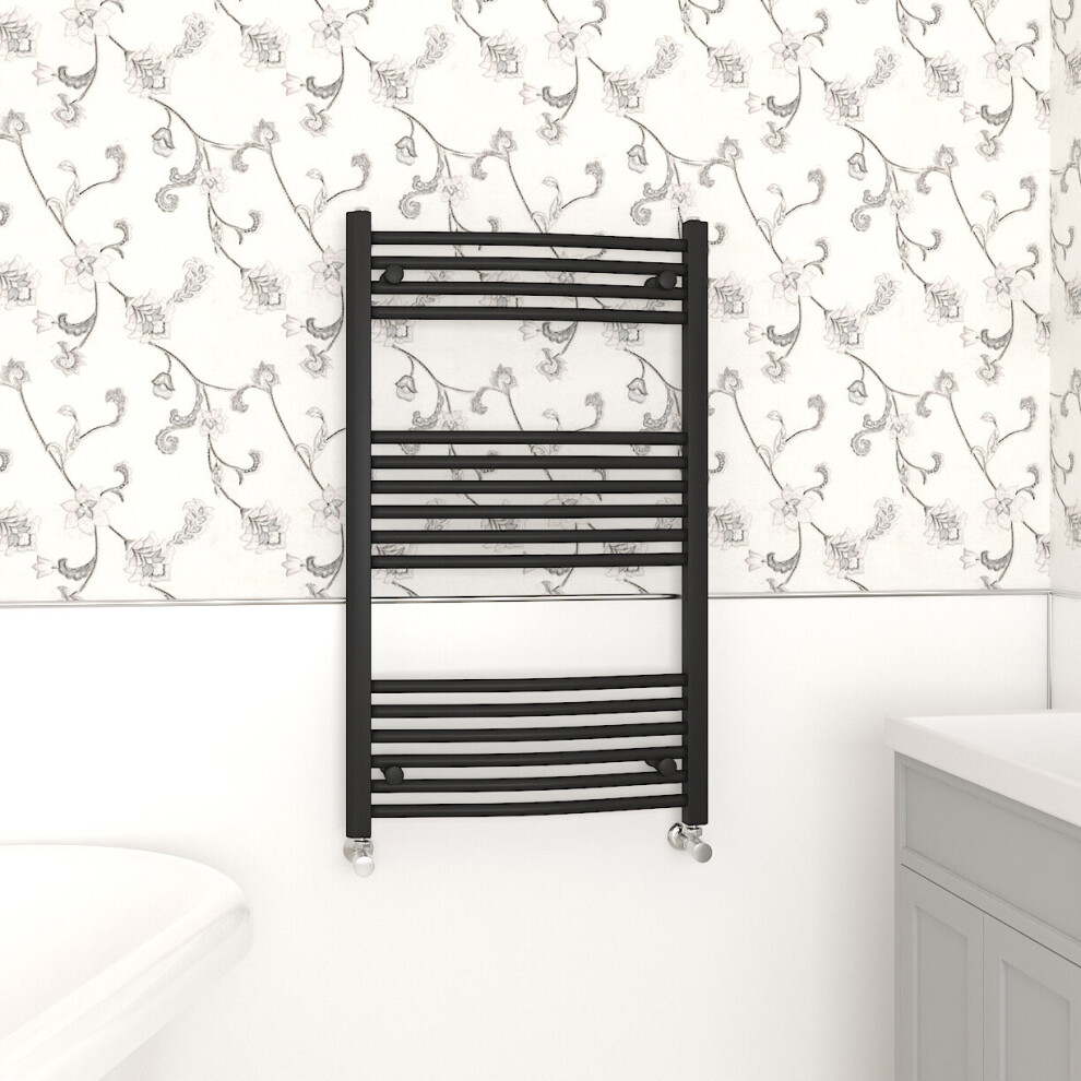 Nrg (1000X600mm, ) Curved Central Heating Towel Rail Bathroom Heated Rad Radiators Ladder Warmer Black