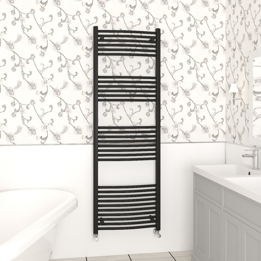 (1800x600mm, Black) NRG Curved Central Heating Towel Rail Bathroom Heated Rad Radiators Ladder Warmer