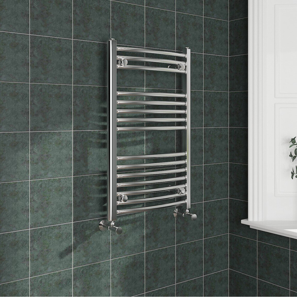 (800x500mm, Chrome) NRG Curved Central Heating Towel Rail Bathroom Heated Rad Radiators Ladder Warmer