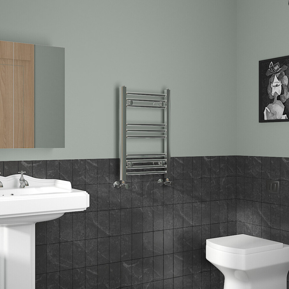 Nrg (600X400mm, Chrome) Straight Central Heating Towel Rail Bathroom Heated Rad Radiators Ladder Warmer