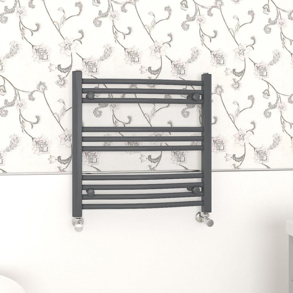 Nrg (600X600mm, ) Curved Central Heating Towel Rail Bathroom Heated Rad Radiators Ladder Warmer Anthracite