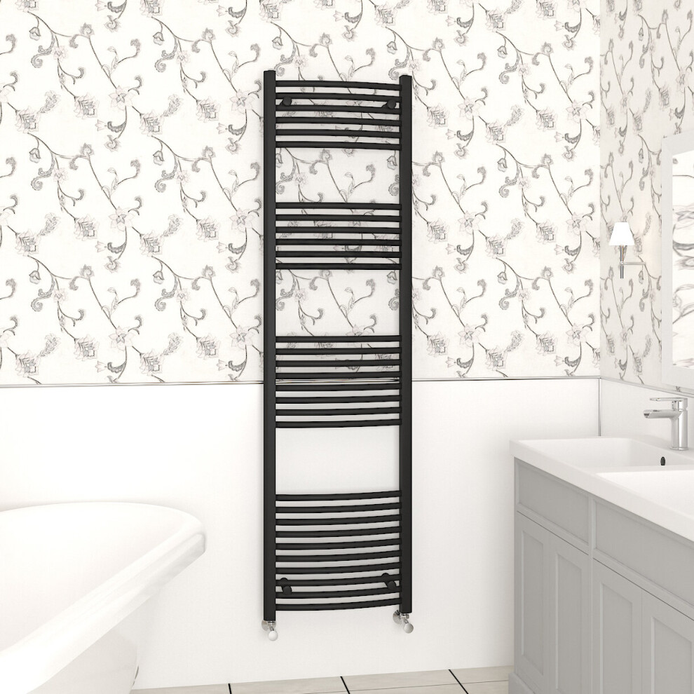 (1800x500mm, Black) NRG Curved Central Heating Towel Rail Bathroom Heated Rad Radiators Ladder Warmer