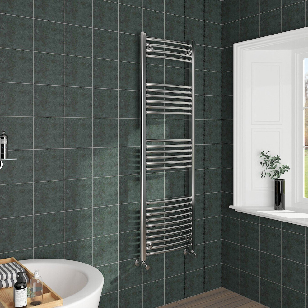 Nrg (1600X500mm, Chrome) Curved Central Heating Towel Rail Bathroom Heated Rad Radiators Ladder Warmer