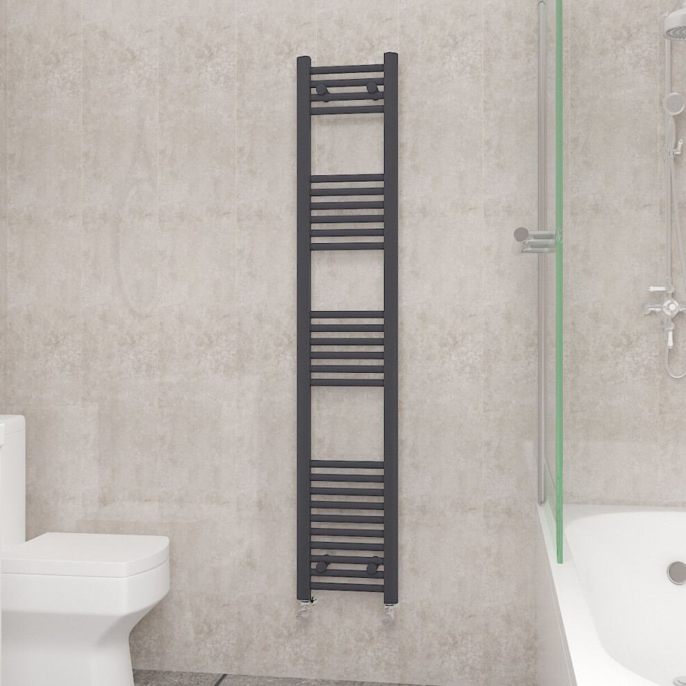 (1600x300mm, Anthracite) NRG Straight Central Heating Towel Rail Bathroom Heated Rad Radiators Ladder Warmer