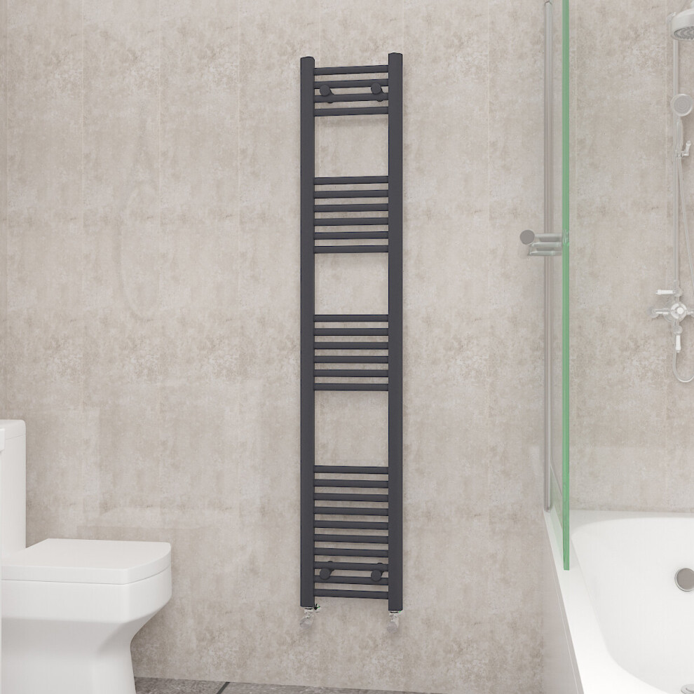 Nrg (1600X300mm, Anthracite) Straight Central Heating Towel Rail Bathroom Heated Rad Radiators Ladder Warmer