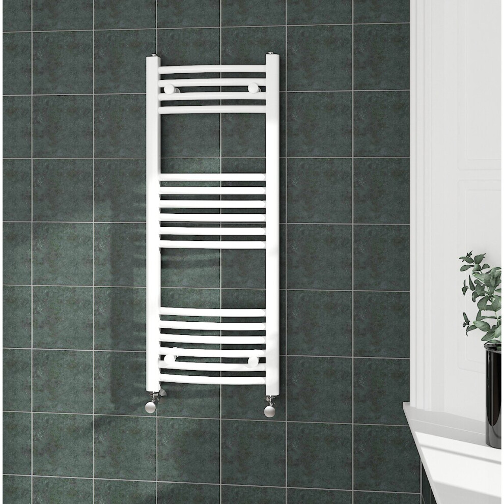 (1000x400mm, White) NRG Curved Central Heating Towel Rail Bathroom Heated Rad Radiators Ladder Warmer