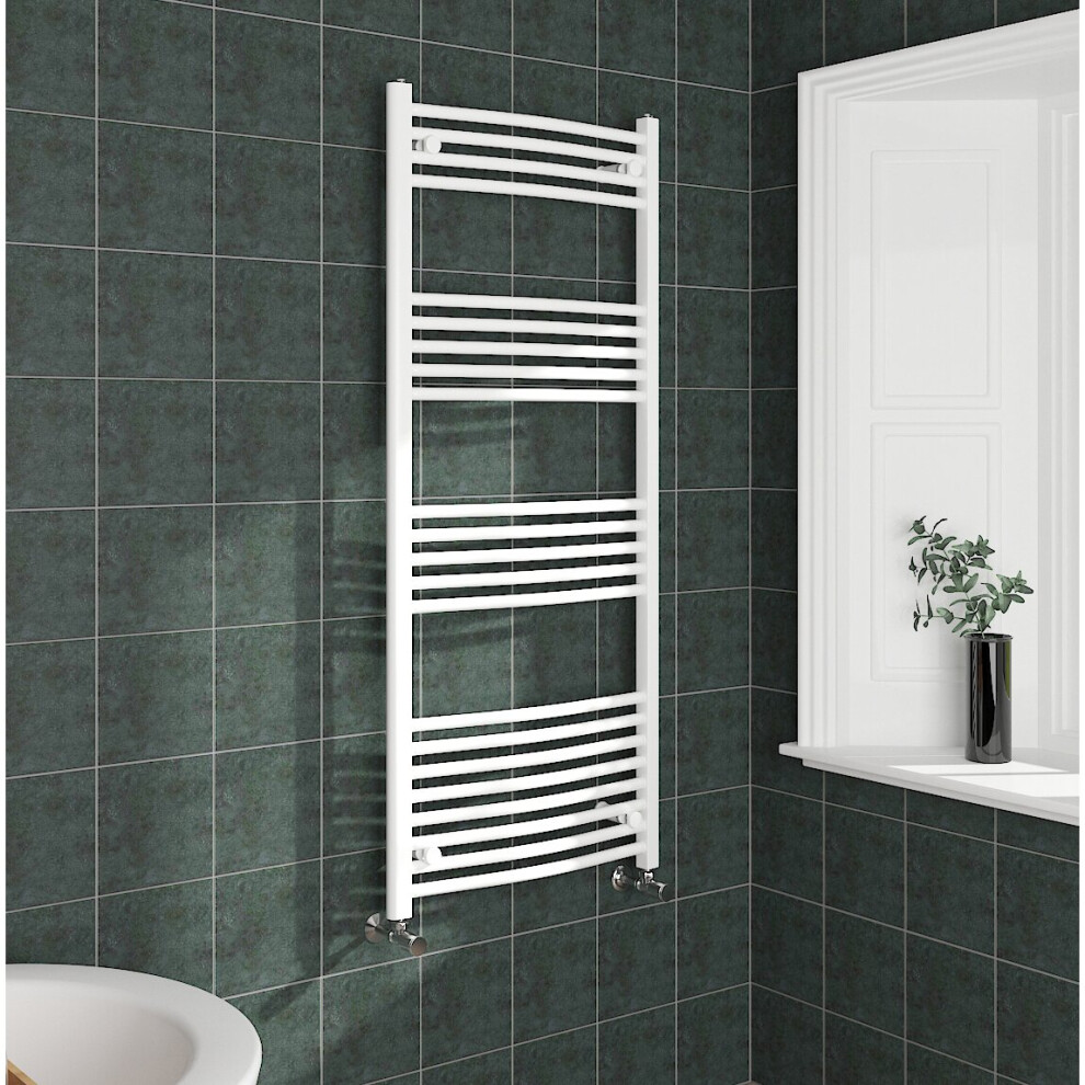Nrg (1400X600mm, White) Curved Central Heating Towel Rail Bathroom Heated Rad Radiators Ladder Warmer