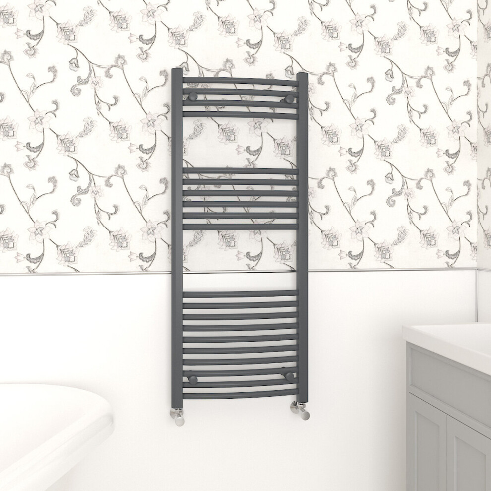 Nrg (1200X500mm, ) Curved Central Heating Towel Rail Bathroom Heated Rad Radiators Ladder Warmer Anthracite
