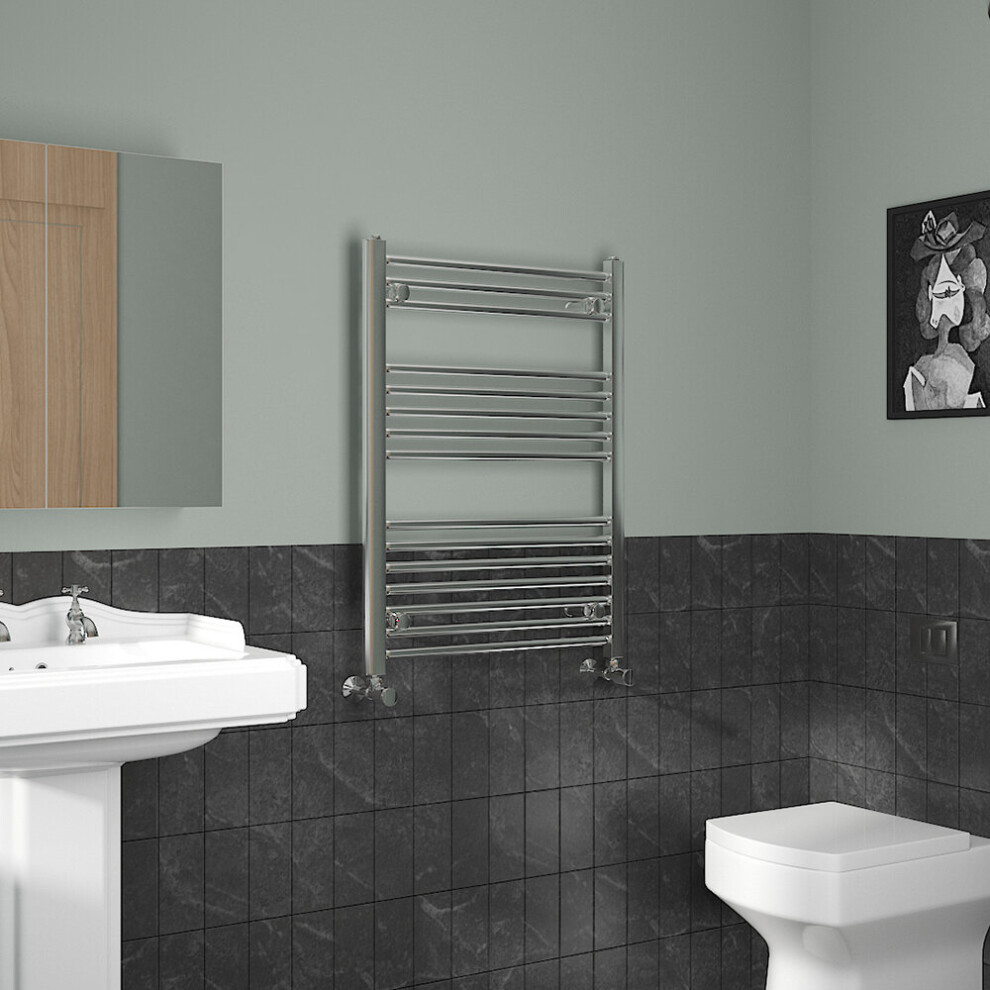 Nrg (800X600mm, Chrome) Straight Central Heating Towel Rail Bathroom Heated Rad Radiators Ladder Warmer