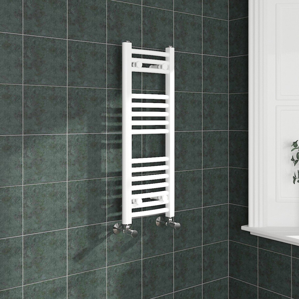 (800x300mm, White) NRG Curved Central Heating Towel Rail Bathroom Heated Rad Radiators Ladder Warmer