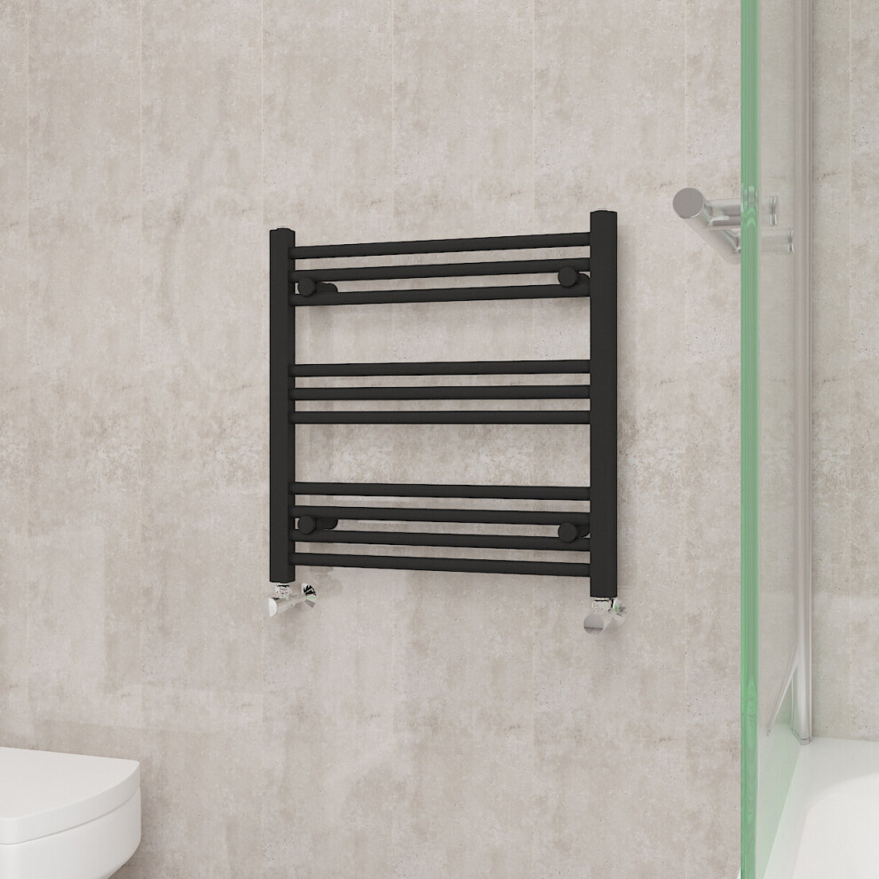 Nrg (600X600mm, ) Straight Central Heating Towel Rail Bathroom Heated Rad Radiators Ladder Warmer Black