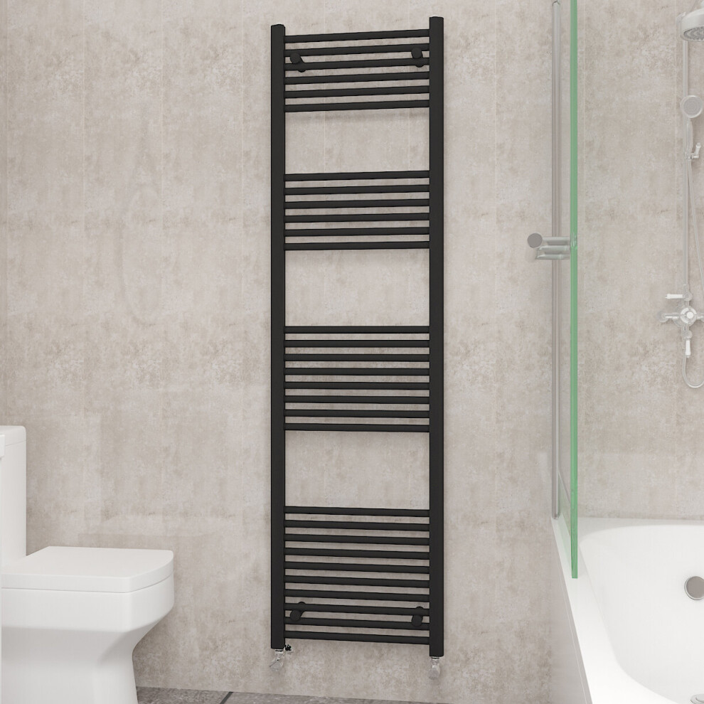 (1800x500mm, Black) NRG Straight Central Heating Towel Rail Bathroom Heated Rad Radiators Ladder Warmer