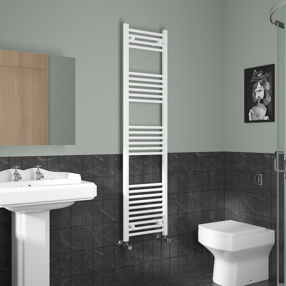 (1600x400mm, White) NRG Straight Central Heating Towel Rail Bathroom Heated Rad Radiators Ladder Warmer