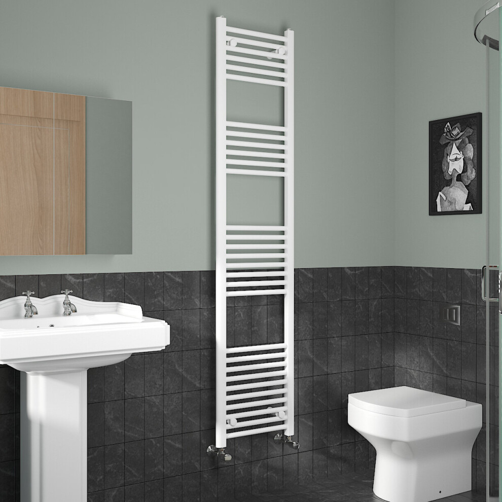 (1800x400mm, White) NRG Straight Central Heating Towel Rail Bathroom Heated Rad Radiators Ladder Warmer