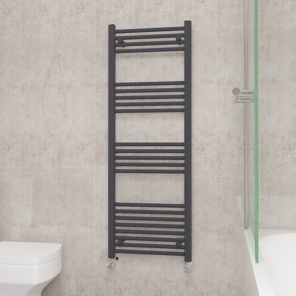 (1400x500mm, Anthracite) NRG Straight Central Heating Towel Rail Bathroom Heated Rad Radiators Ladder Warmer