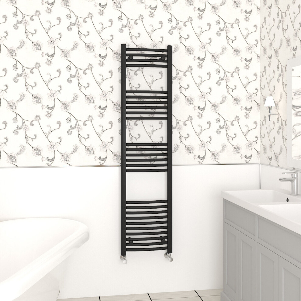 Nrg (1600X400mm, ) Curved Central Heating Towel Rail Bathroom Heated Rad Radiators Ladder Warmer Black