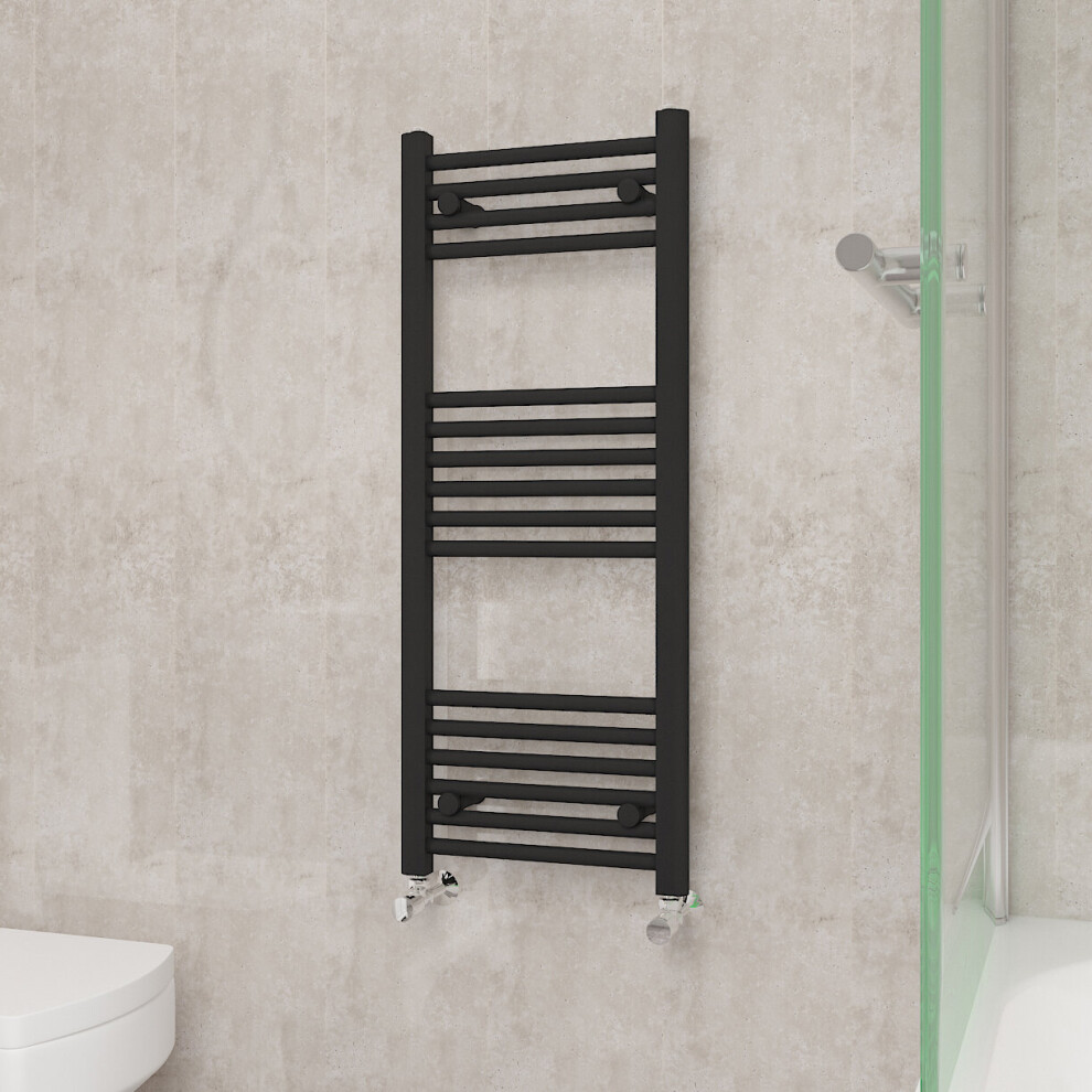 (1000x400mm, Black) NRG Straight Central Heating Towel Rail Bathroom Heated Rad Radiators Ladder Warmer