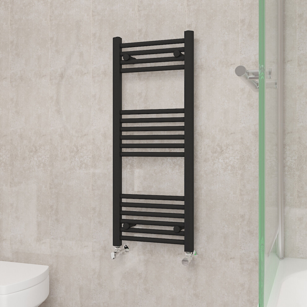 Nrg (1000X400mm, Black) Straight Central Heating Towel Rail Bathroom Heated Rad Radiators Ladder Warmer