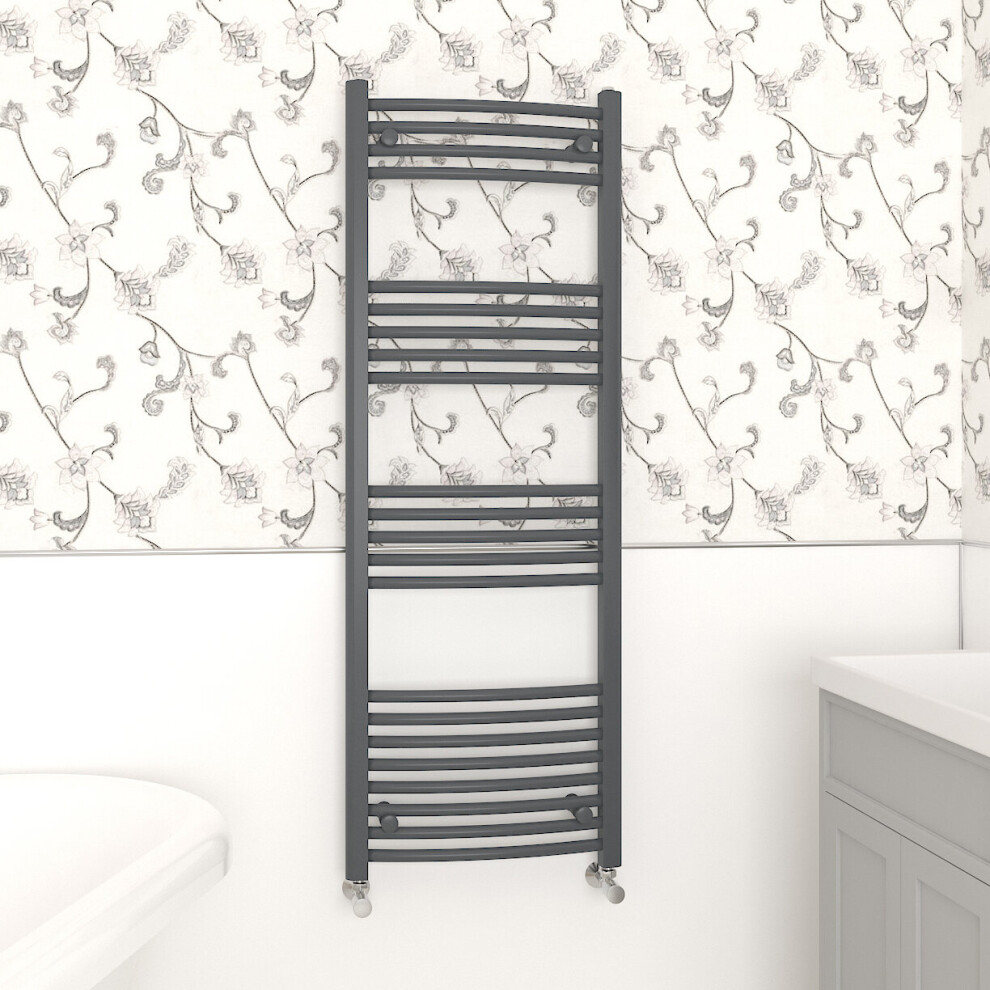 Nrg (1400X500mm, ) Curved Central Heating Towel Rail Bathroom Heated Rad Radiators Ladder Warmer Anthracite