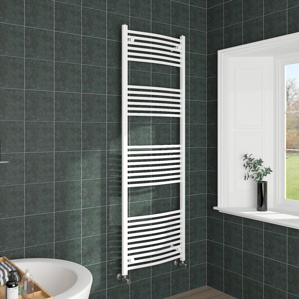 Nrg (1800X600mm, ) Curved Central Heating Towel Rail Bathroom Heated Rad Radiators Ladder Warmer White