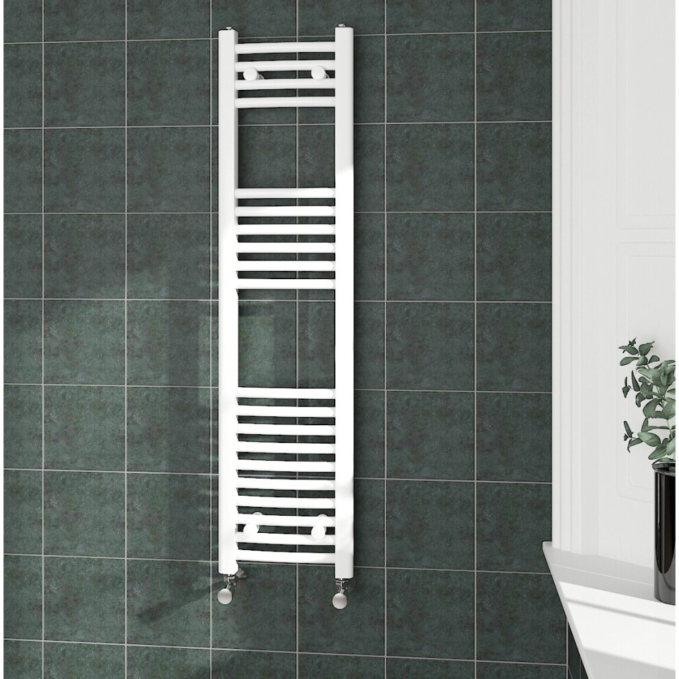 (1200x300mm, White) NRG Curved Central Heating Towel Rail Bathroom Heated Rad Radiators Ladder Warmer